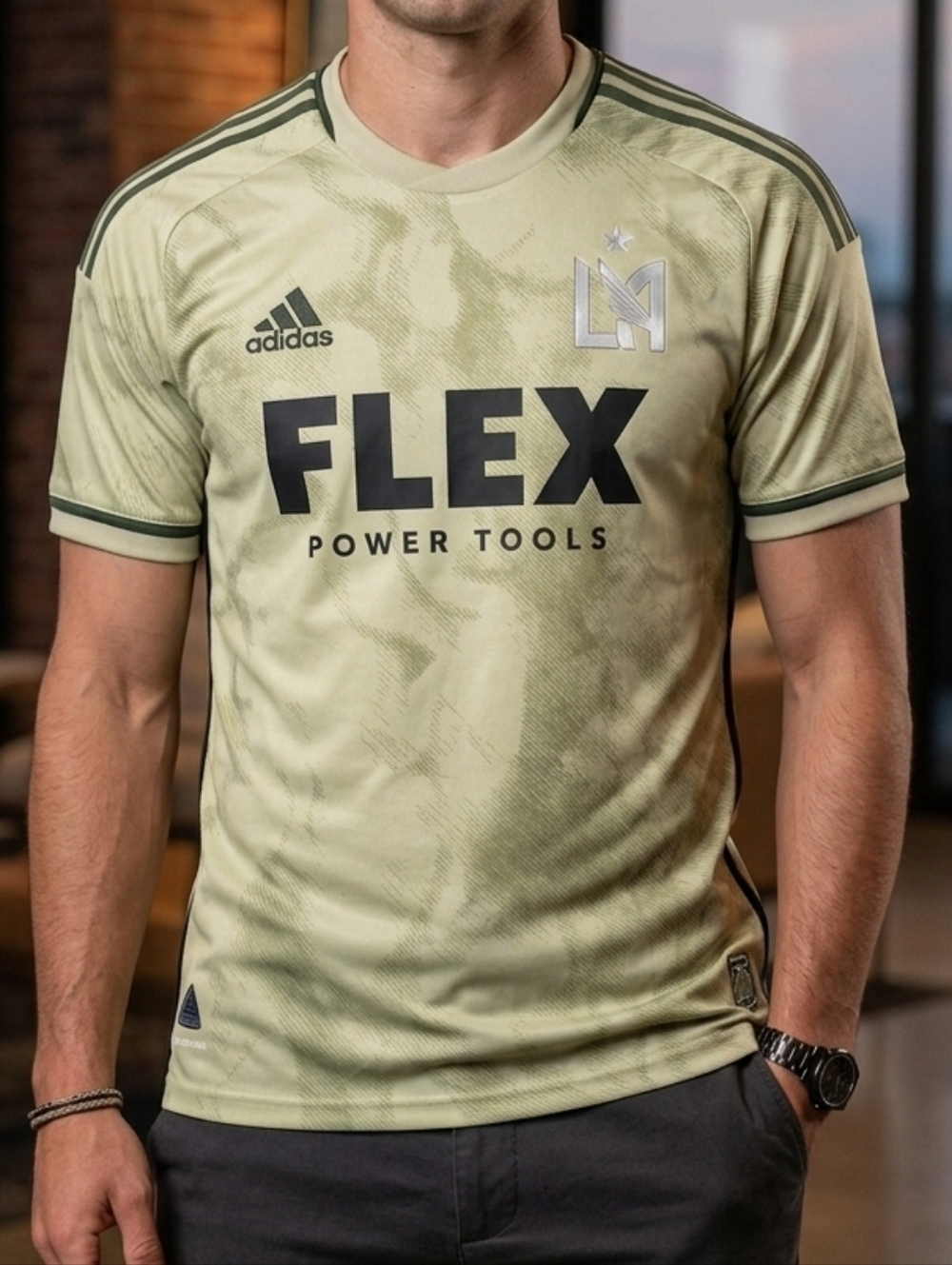 Adidas Men’s LAFC Flex Sponsor Football Jersey - Olive Green